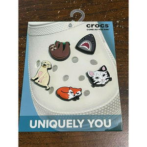 CROCS Jibbitz Animal Lover 5 Pack Charms Dog Cat Fox Shark Sloth BNWT